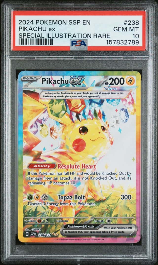 Pikachu Ex PSA 10 2024 Pokemon Surging Sparks Special Illustration Rare #238/191