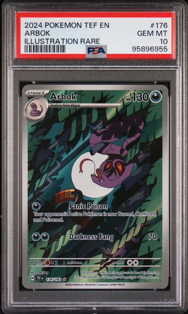 PSA 10 Pokémon TCG 2024 TEF Arbok 176/162 Illustration Rare Holo English