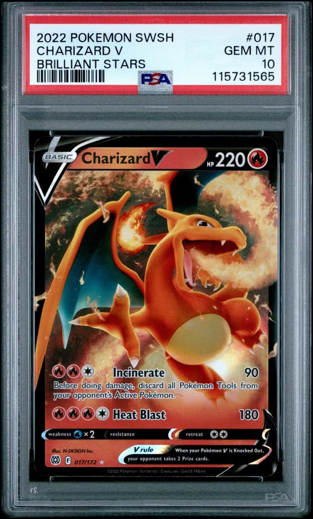 Pokemon 2022 Sword & Shield Brilliant Stars #017 Charizard V Psa 10