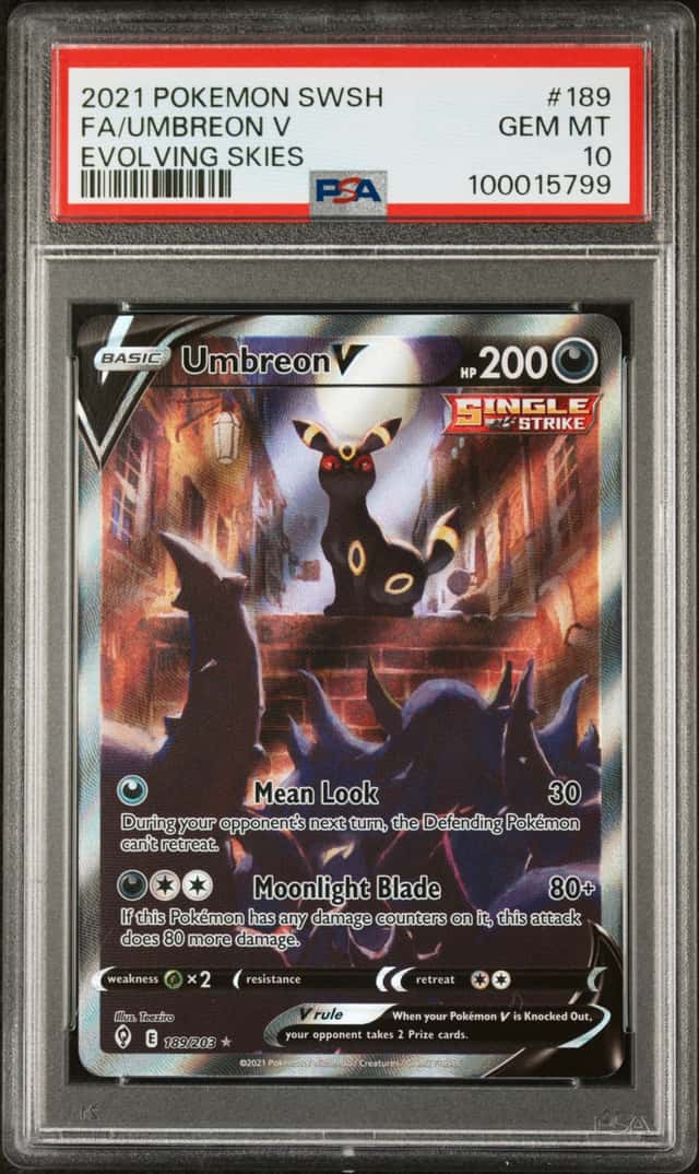 2021 Pokemon SWSH Evolving Skies Umbreon V Alternate Full Art #189/203 PSA 10