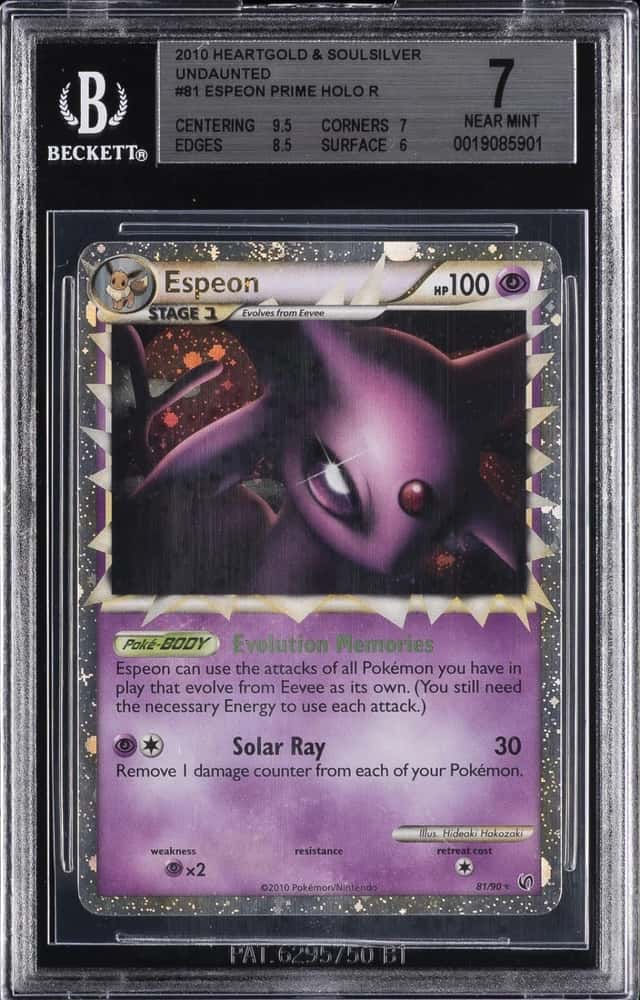2010 POKEMON HEARTGOLD & SOULSILVER UNDAUNTED #81 ESPEON PRIME HOLO R BGS 7