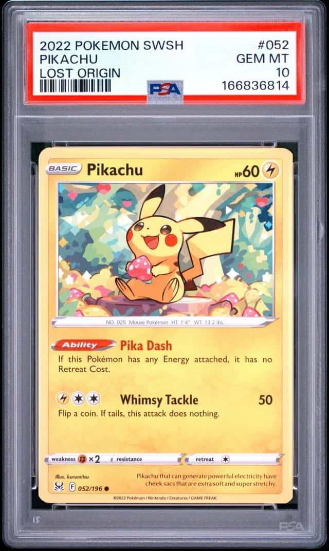 2022 POKEMON SWORD & SHIELD LOST ORIGIN #052 PIKACHU PSA 10