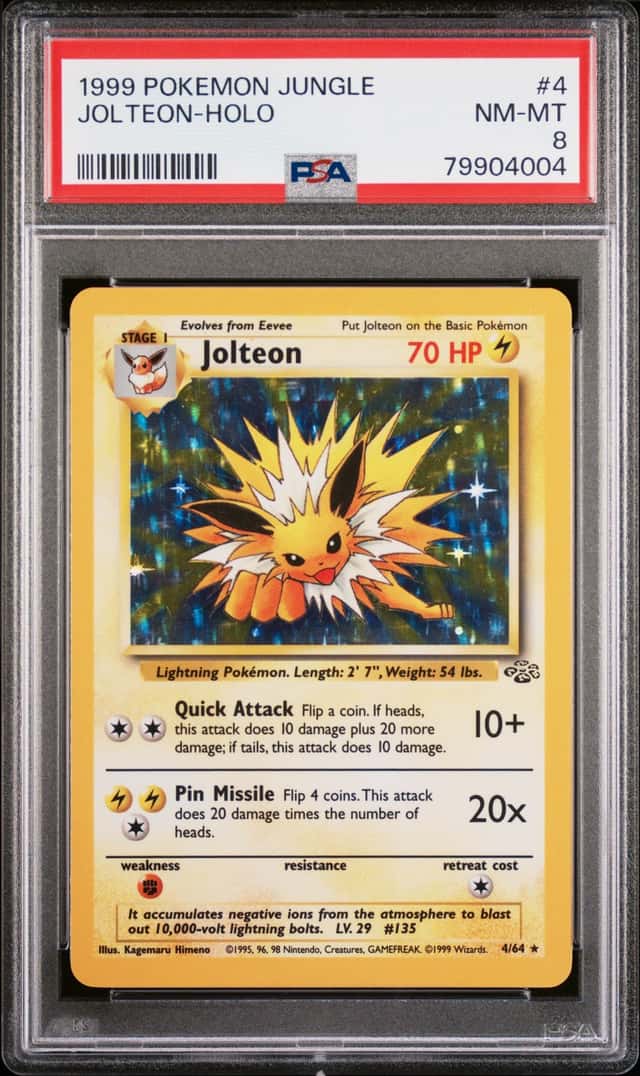 1999 POKEMON JUNGLE #4/64 JOLTEON HOLO RARE PSA 8