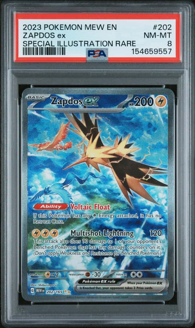 Pokémon TCG Zapdos EX Holo Card 202/165 Scarlet & Violet 151 PSA 8