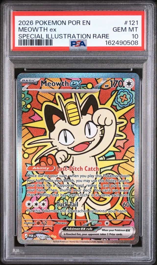 2026 POKEMON POR EN-PERFECT ORDER SPECIAL ILLUSTRATION RARE MEOWTH EX PSA 10
