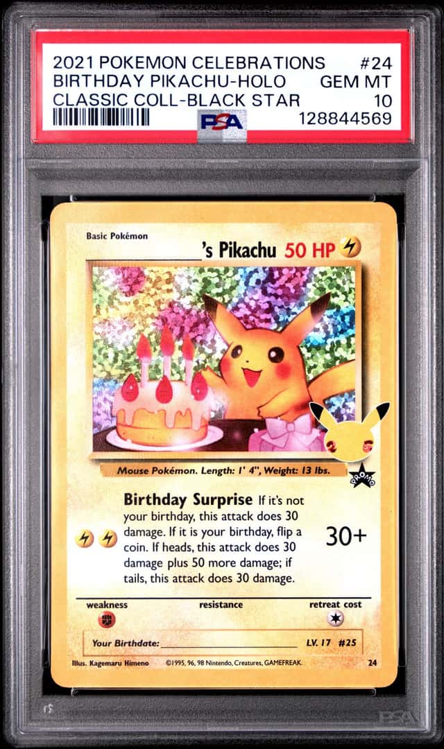 🔥£1 START🔥 Birthday Pikachu Holo 24 Celebrations Collection Pokemon TCG PSA 10