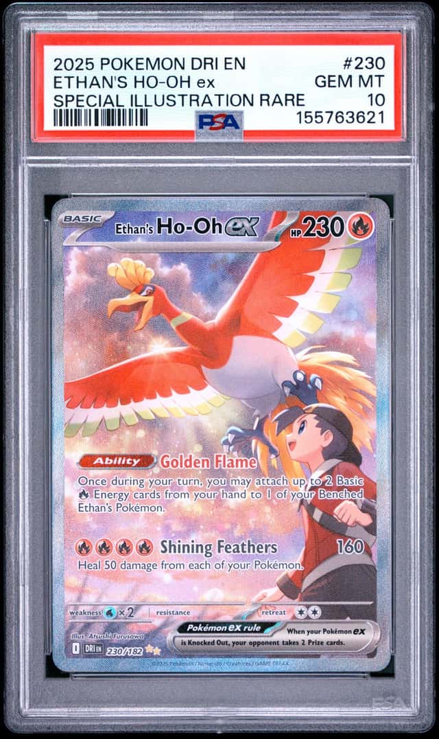 2025 POKEMON DESTINED RIVALS SPECIAL ILLUSTRATION RARE ETHAN'S HO-OH EX PSA 10