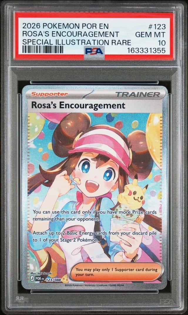 2026 POKEMON POR SPECIAL ILLUSTRATION RARE #123 ROSA'S ENCOURAGEMENT PSA 10