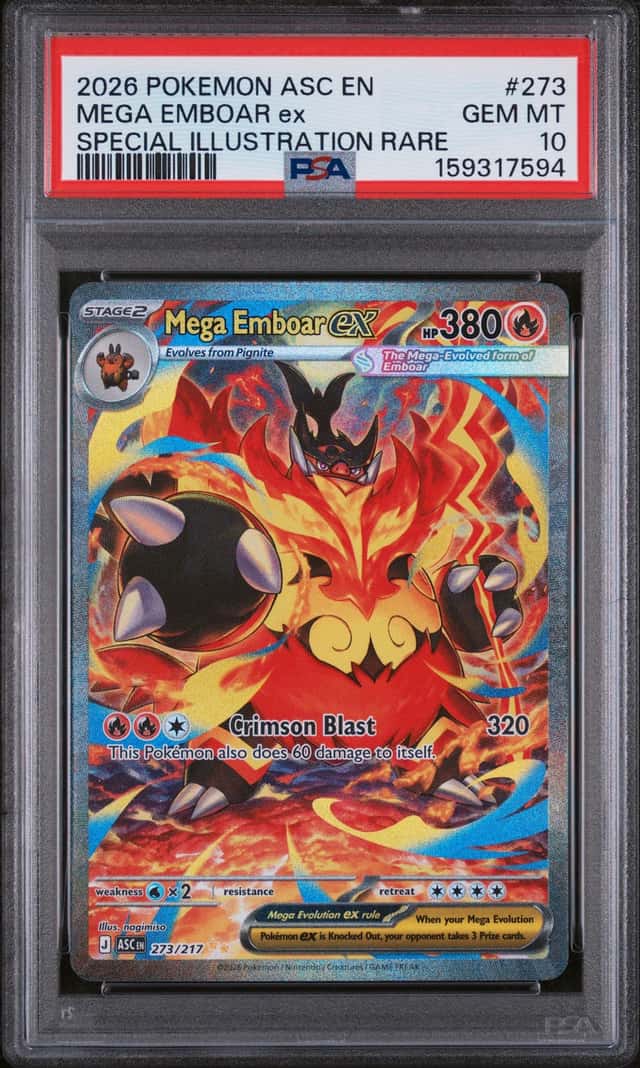 2026 Pokemon Mega Emboar ex Special Illustration Rare #273/217 PSA 10