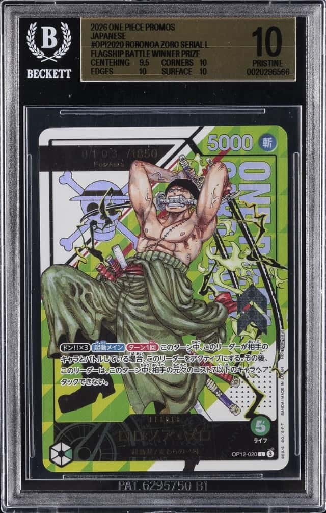 2026 ONE PIECE JAPANESE PROMOS FLAGSHIP BATTLE WINNER PRIZE RORONOA ZORO BGS 10