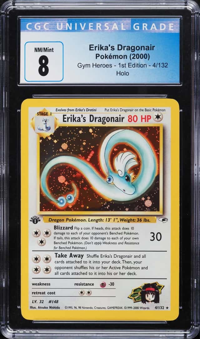 2000 Pokemon Gym Heroes 1st Edition Holo Erika's Dragonair #4 CGC 8 NM-MT