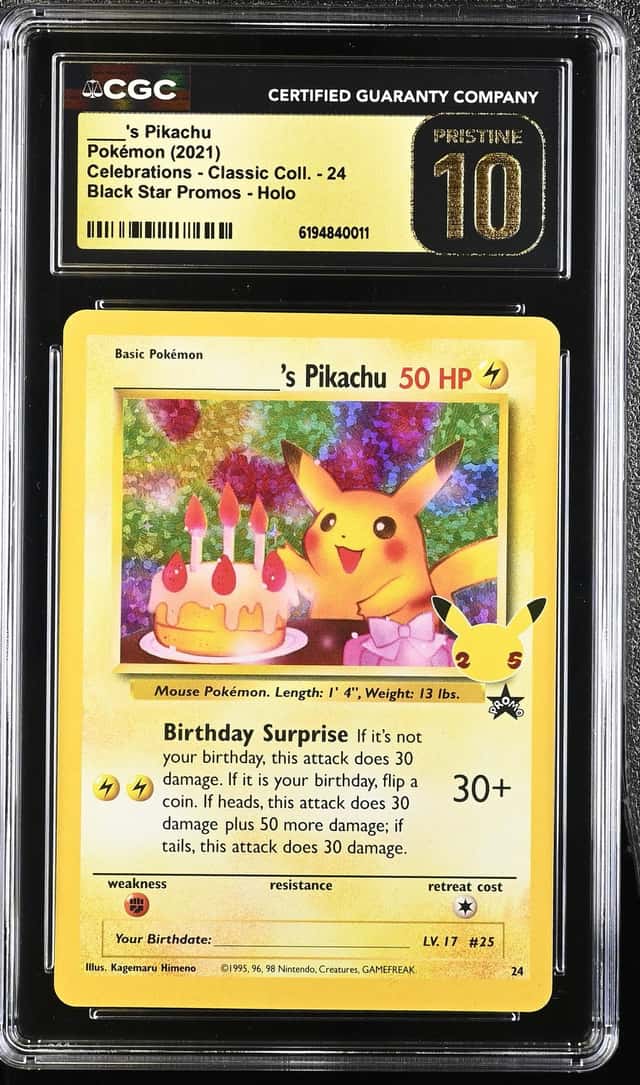 2021 Pokemon SWSH Promo Celebrations Classic Holo Birthday Pikachu #24 CGC 10 PRISTINE