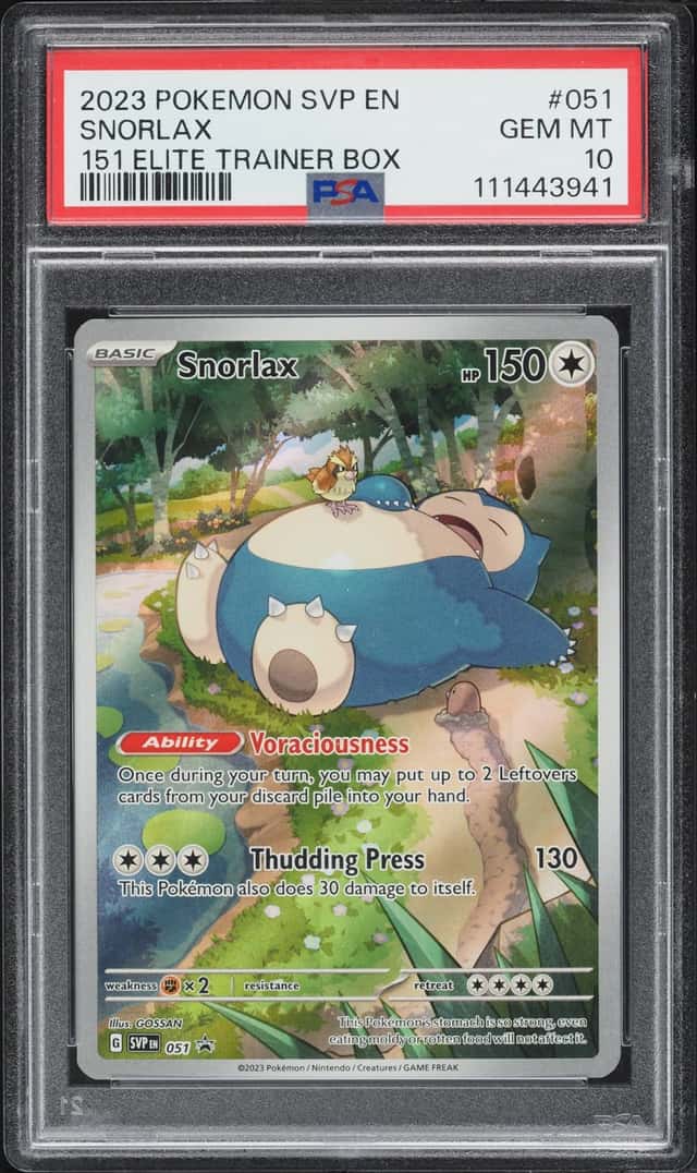 2023 Pokemon Scarlet & Violet Black Star Promo 151 ETB Full Art Snorlax #51 PSA 10 GEM MINT