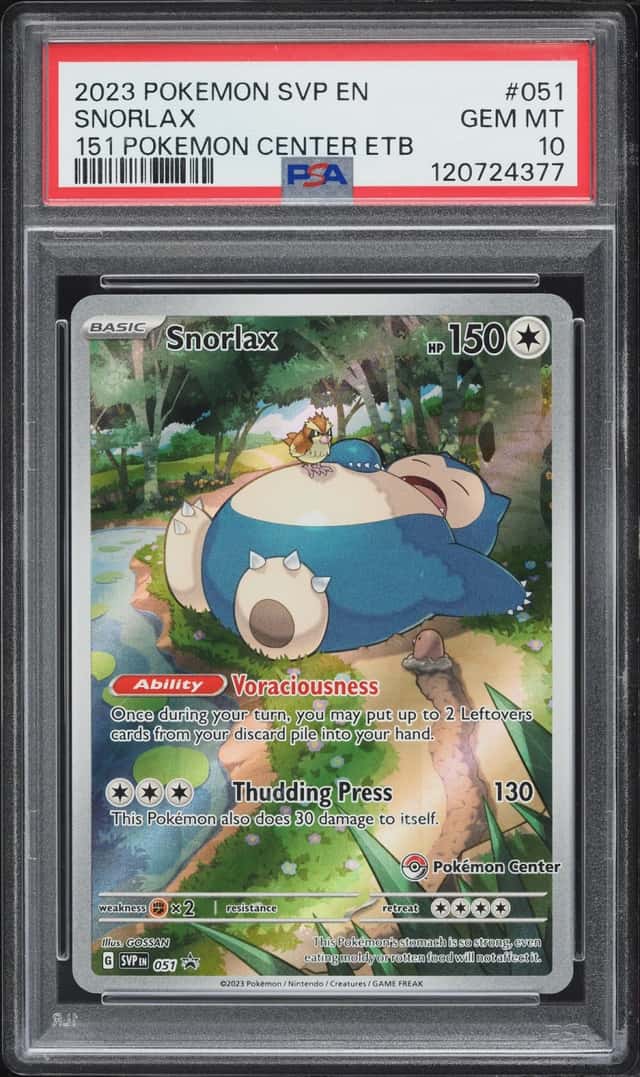 2023 Pokemon Scarlet & Violet Promo 151 Center ETB Full Art Snorlax #51 PSA 10 GEM MINT