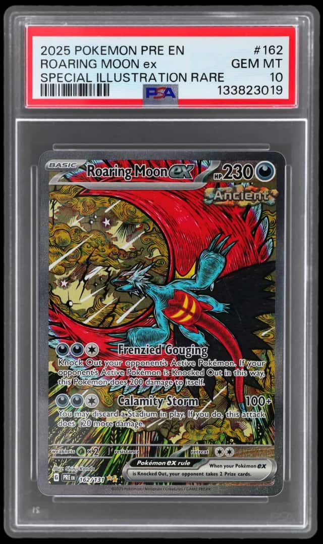 2025 Pokemon Scarlet and Violet Prismatic Evolutions Special Illustration Rare Roaring Moon Ex #162