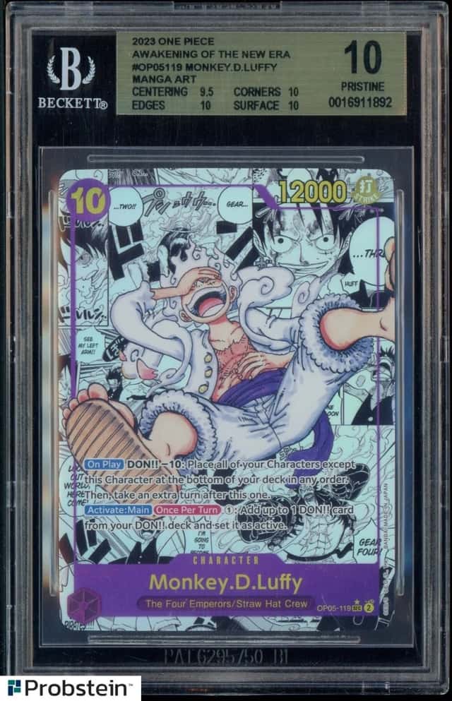 2023 One Piece English OP05-119 Monkey D Luffy Manga Alt Art BGS 10 PRISTINE