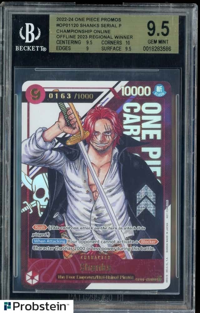 2022-24 One Piece Promos OP01120 Shanks Serial Offline Regional Winner BGS 9.5