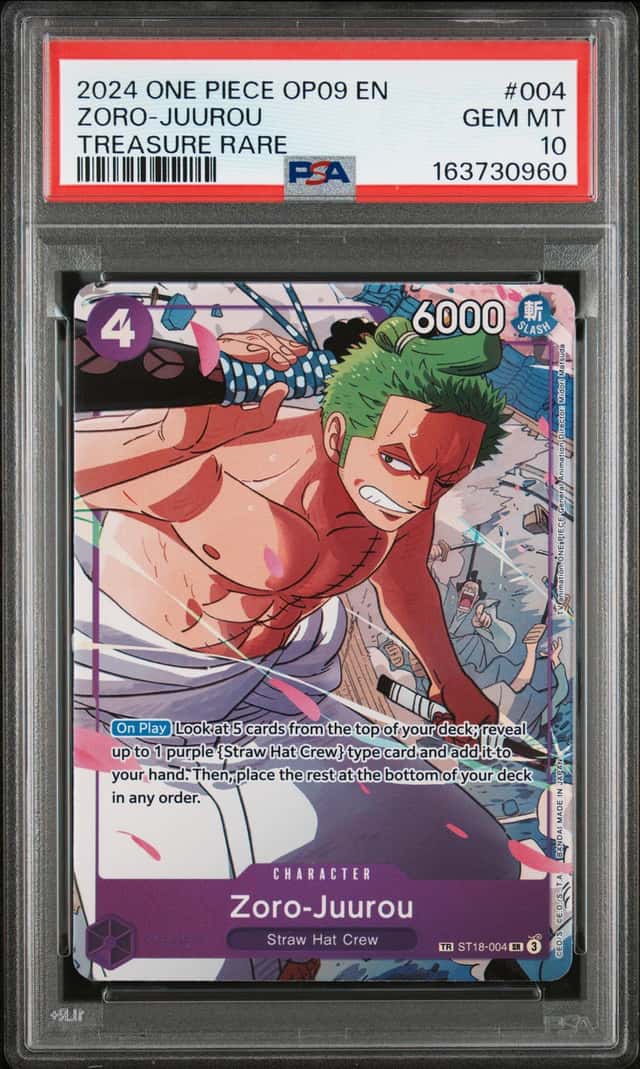 2024 ONE PIECE OP09-EMPERORS IN THE NEW WORLD TREASURE RARE ZORO-JUUROU PSA 10