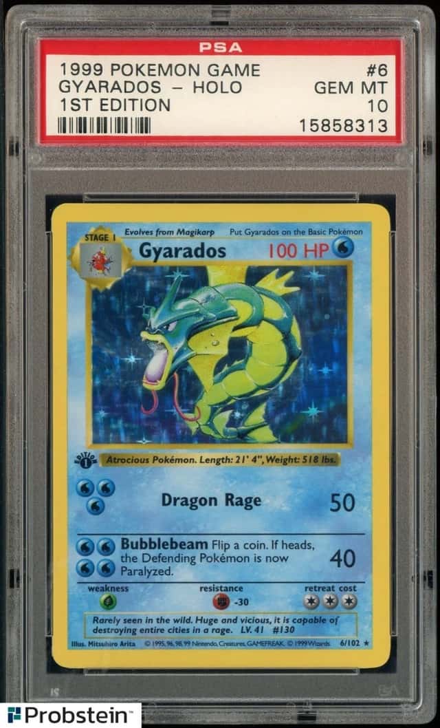 1999 Pokemon Game Base 1st Edition Shadowless #6 Gyarados Holo PSA 10 GEM MINT