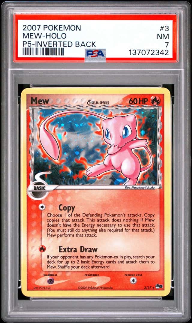 2007 POKEMON POP SERIES 5 #3 MEW-HOLO P5-INVERTED BACK PSA 7 NM