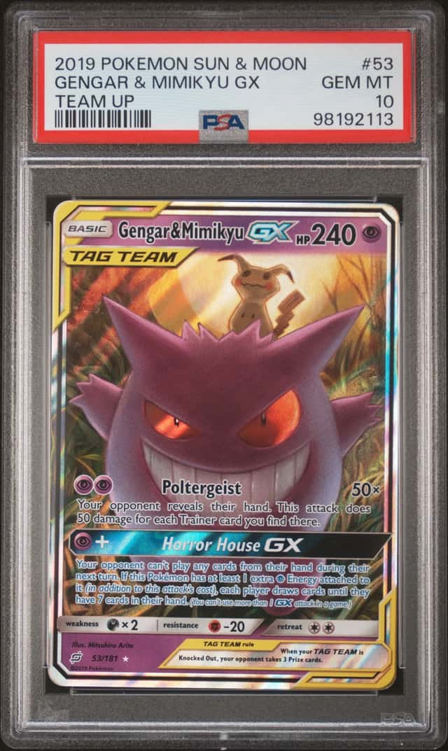 2019 Pokemon Sun & Moon Team Up #53 Gengar & Mimikyu Gx PSA 10 GEM MINT