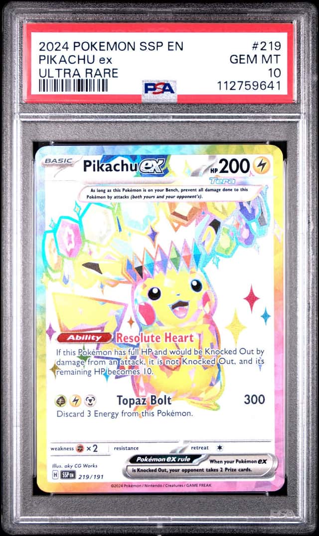 Pikachu ex 219/191 Surging Sparks PSA 10 GEM MINT Ultra Rare Pokemon