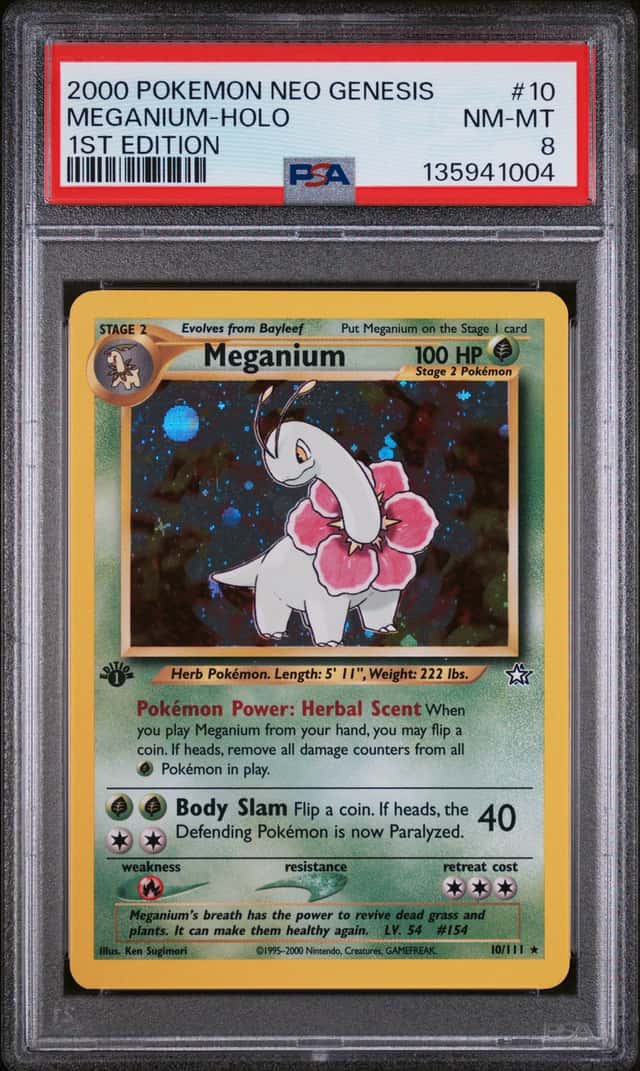 2000 POKEMON NEO GENESIS 1ST EDITION #10 MEGANIUM-HOLO PSA 8