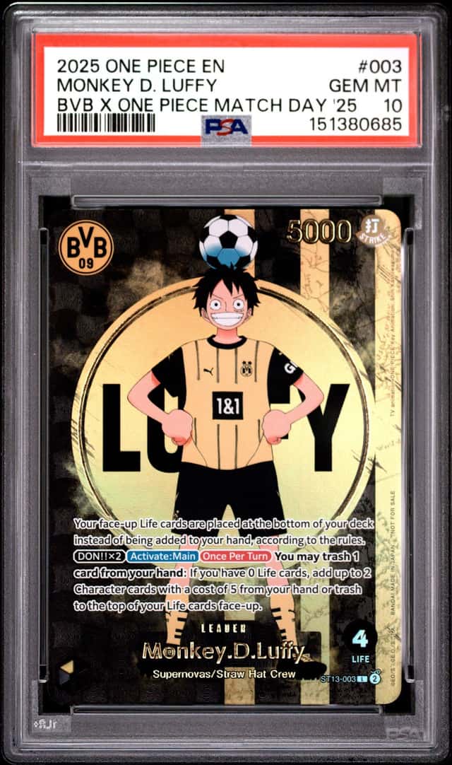 One Piece Monkey D. Luffy Promo 003 Bvb X One Piece Match Day 2025 PSA 10