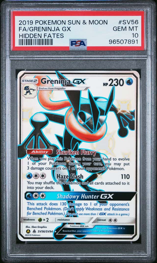 Pokemon Greninja Gx Hidden Fates Full Art SV56/SV94 PSA 10 Gem Mint