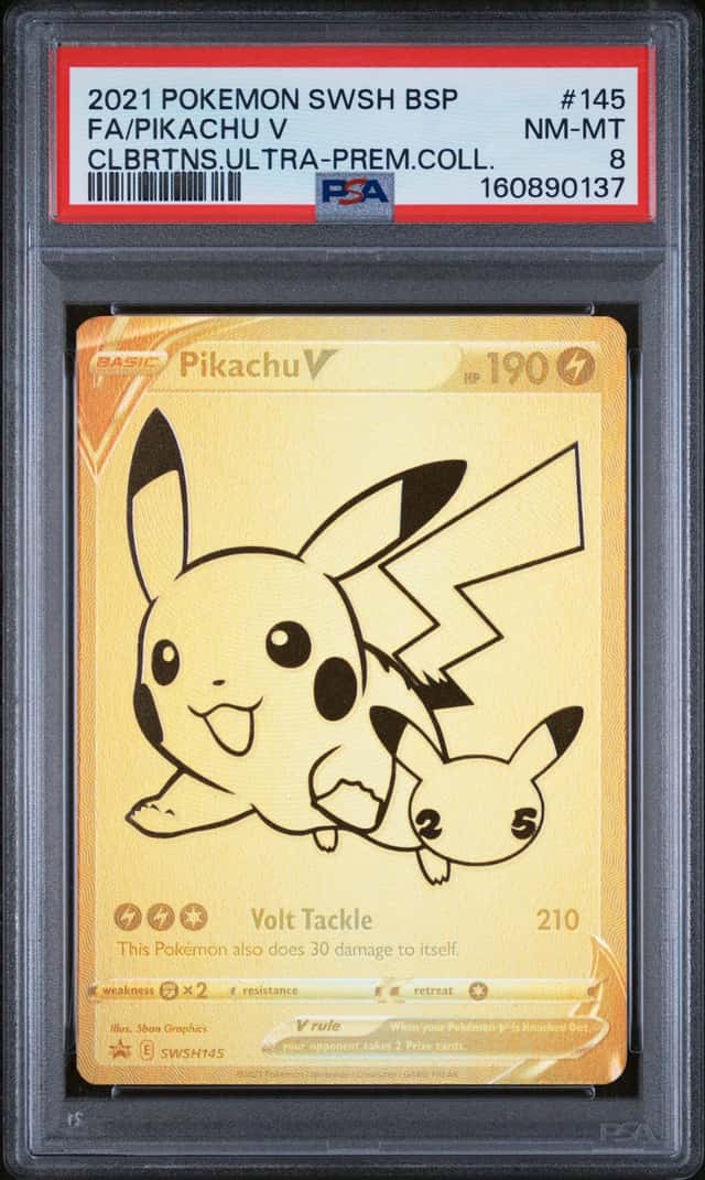 Pikachu V SWSH145 Promo Gold Pokemon Card Celebration UPC PSA 8 FAST SHIPPING