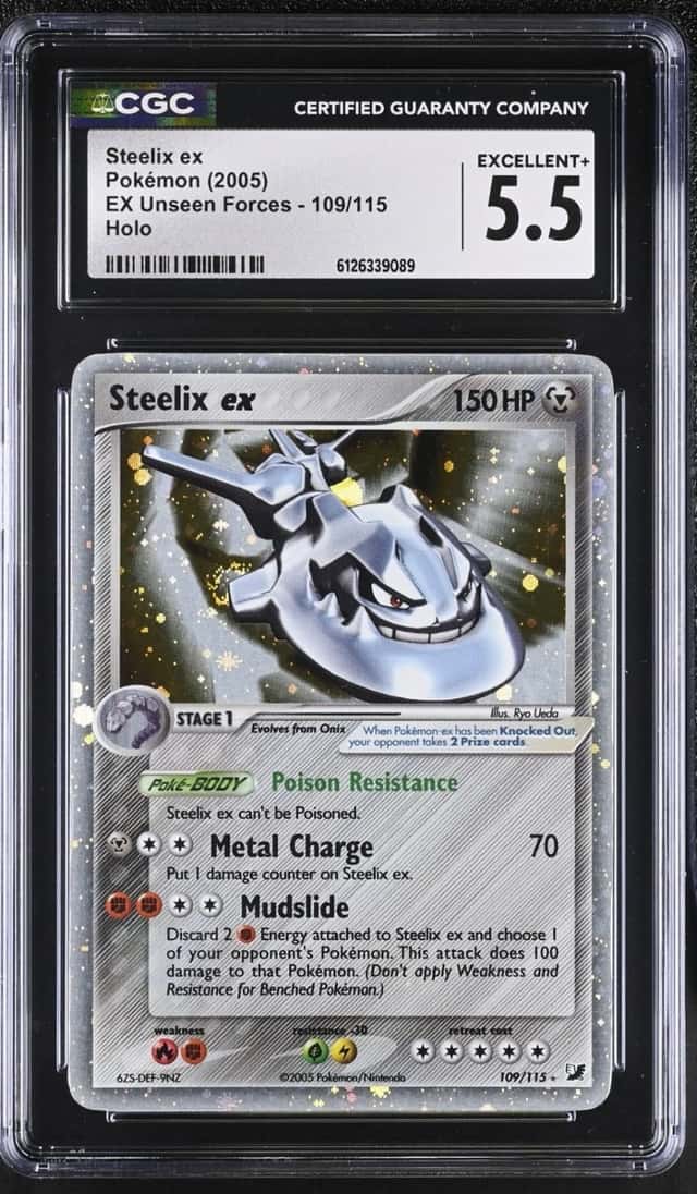 2005 Steelix ex - 109/115 Pokemon Unseen Forces Holo CGC 5.5 Excellent+ Swirl 🌀