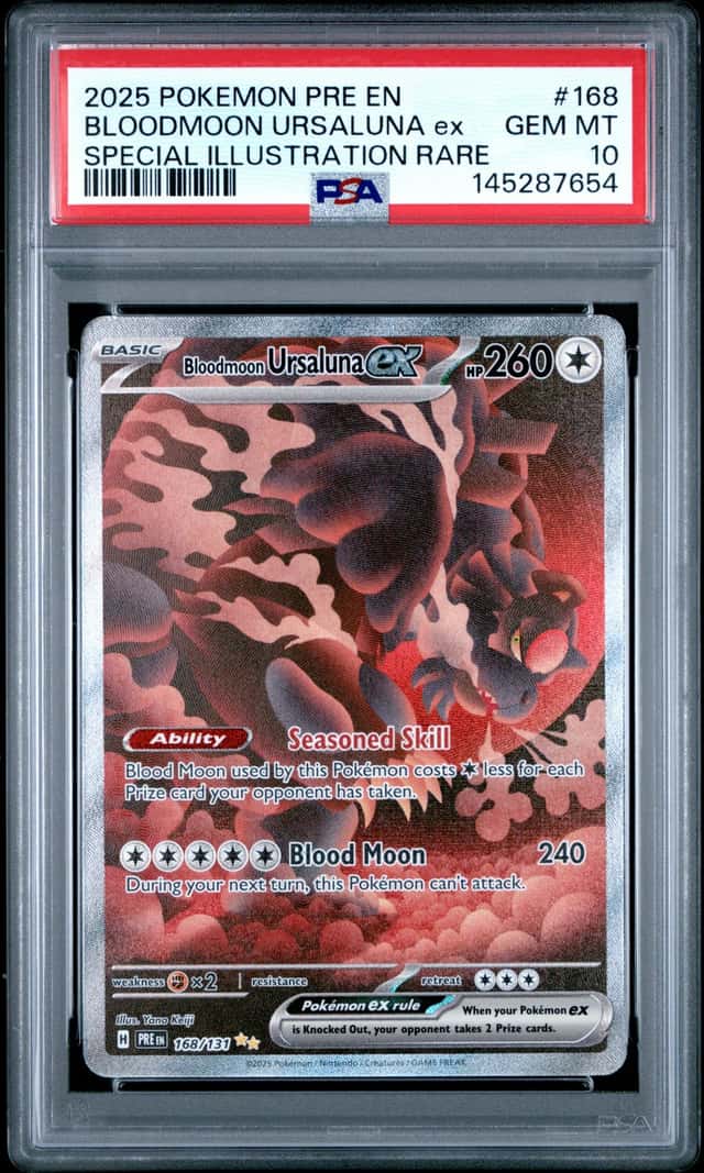 Pokémon TCG Bloodmoon Ursaluna EX Prismatic Evolutions Card 168/131 PSA 10