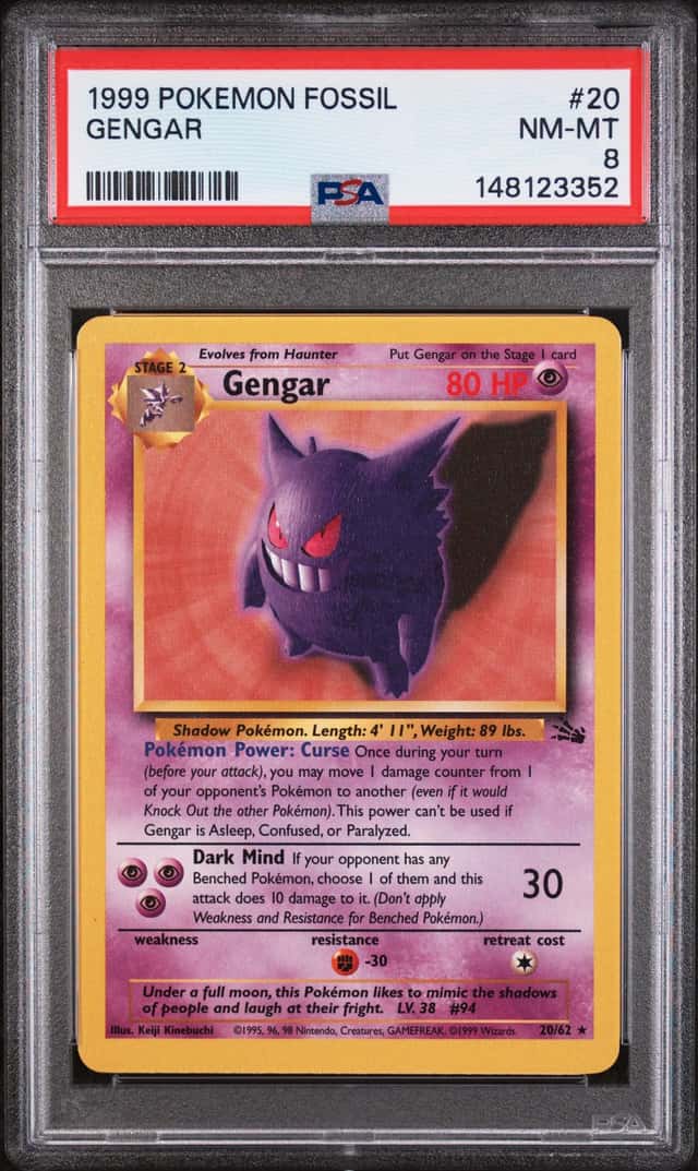 Gengar Pokemon Fossil 20/62 PSA 8