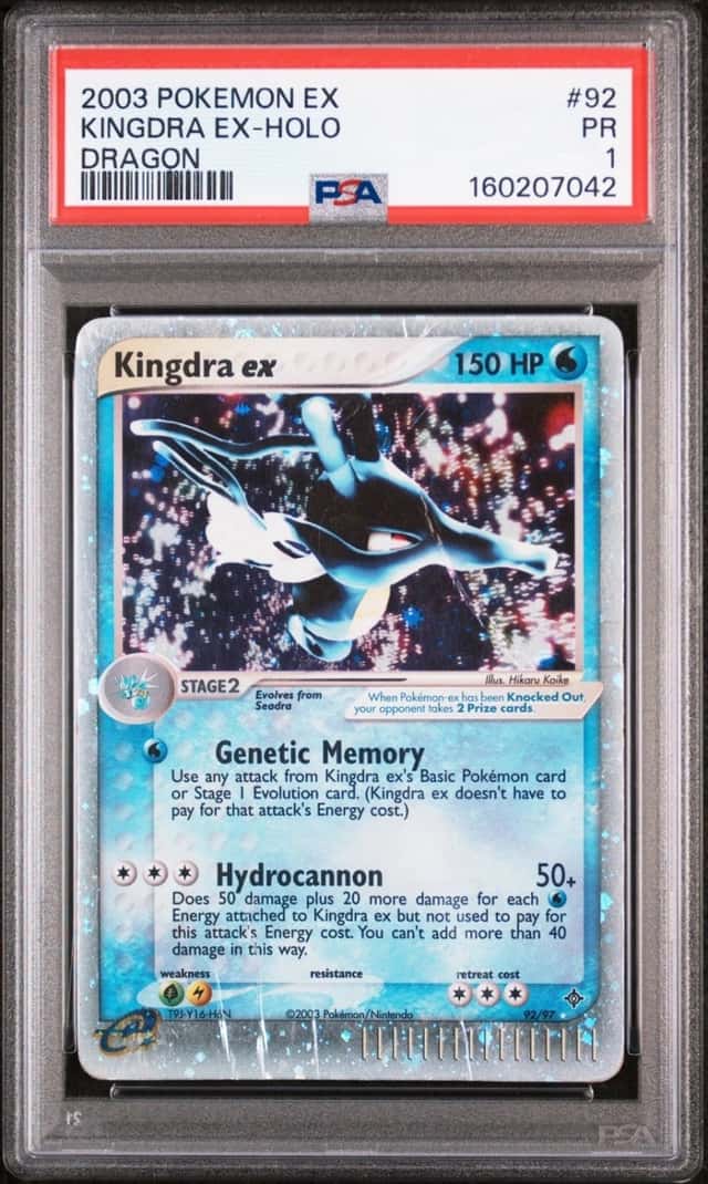 2003 POKEMON EX KINGDRA EX-HOLO DRAGON #92 PSA 1