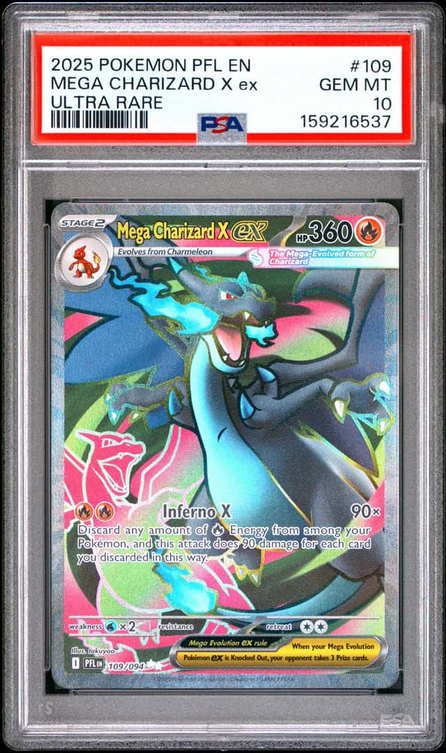 2025 POKEMON PFL EN-PHANTASMAL FLAMES ULTRA RARE #109 MEGA CHARIZARD X EX PSA 10