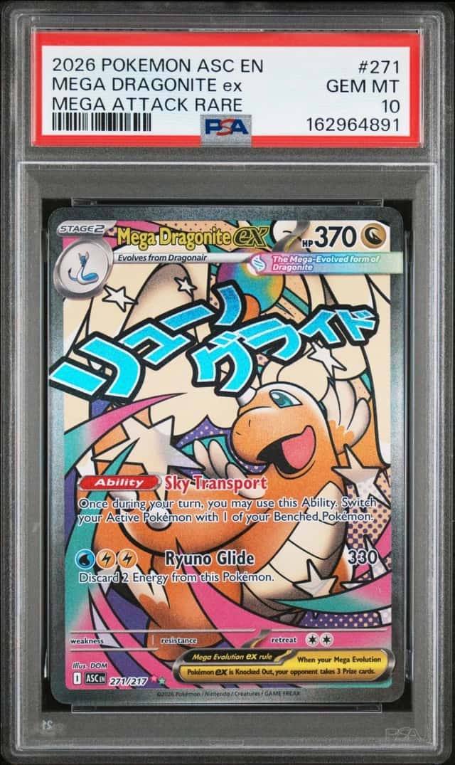 2026 POKEMON ASCENDED HEROES MEGA ATTACK RARE #271 MEGA DRAGONITE EX PSA 10