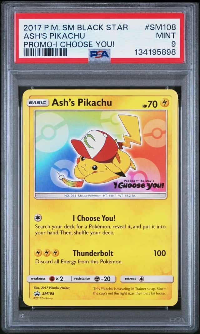 2017 POKEMON SM BLACK STAR PROMO I CHOOSE YOU! #SM108 ASH'S PIKACHU PSA 9