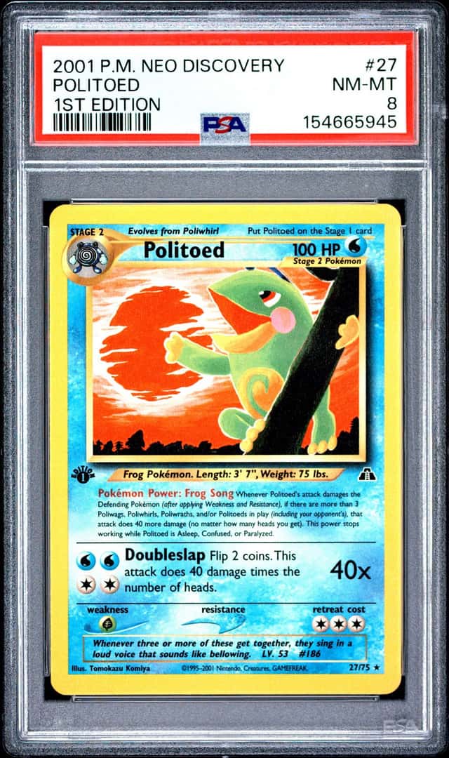 2001 POKEMON NEO DISCOVERY 1ST EDITION #27 POLITOED PSA 8