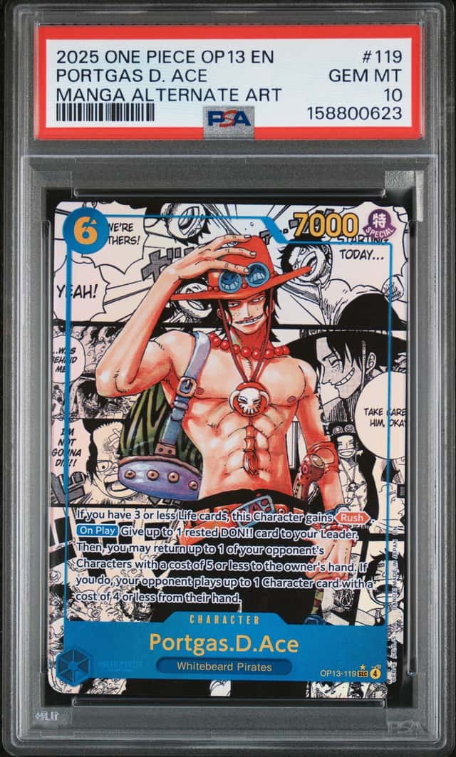 2025 One Piece OP13 EN Manga Alternate Art #119 Portgas D Ace PSA 10 GEM MINT