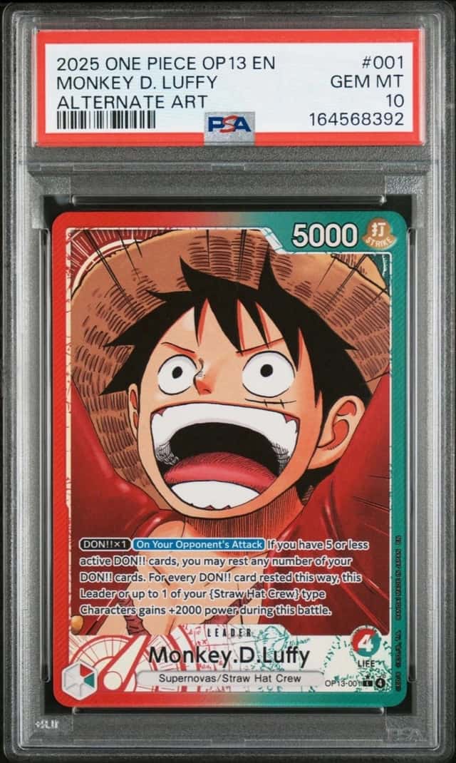 2025 ONE PIECE OP13 MONKEY D LUFFY ALT ART #001 LEADER PSA 10 GEM MINT