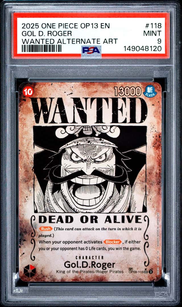 2025 One Piece OP13 EN Wanted Alternate Art #118 Gol D Roger PSA 9 MINT