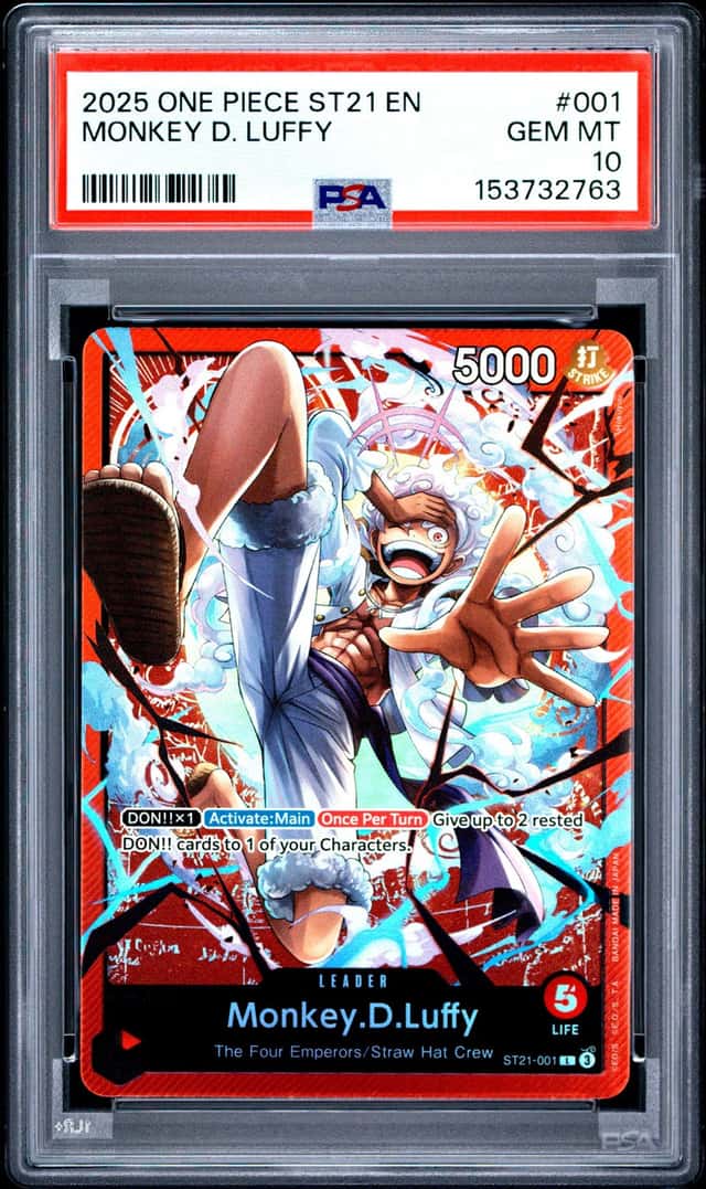 ONE PIECE MONKEY D. LUFFY 2025 STARTER DECK ST21-EX GEAR 5 #001 PSA 10