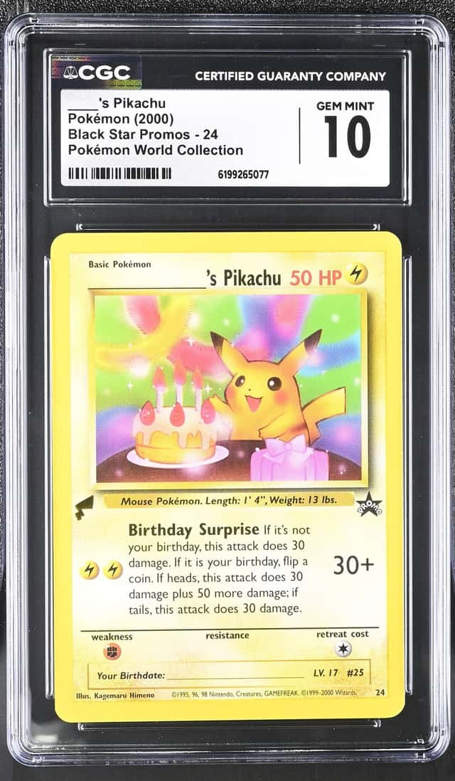 2000 Pokemon Black Star Promo World Collection Birthday Pikachu #24 CGC 10 GEM MINT