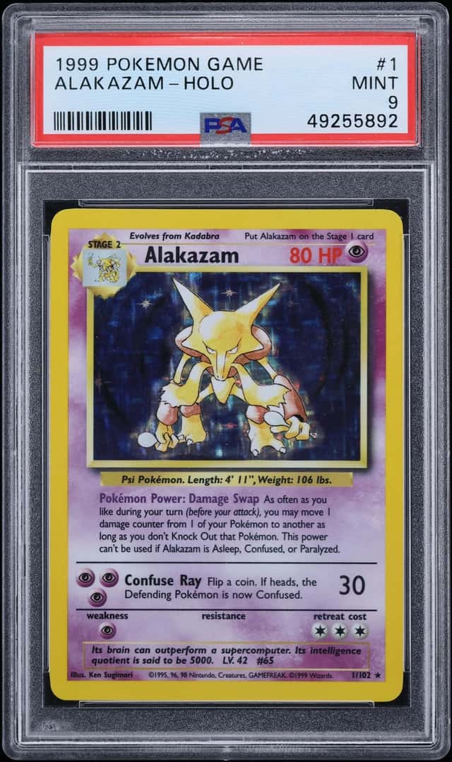 1999 Pokemon Base Set Holo Alakazam #1 PSA 9 MINT