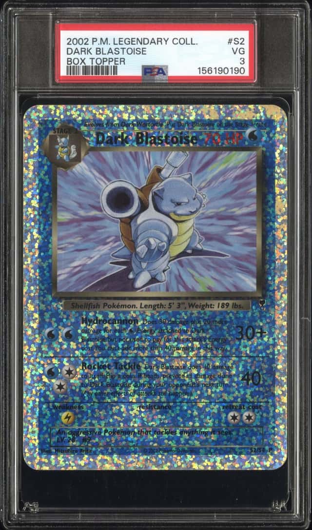2002 Pokemon Legendary Collection Box Topper Holo Dark Blastoise #S2 PSA 3 VG