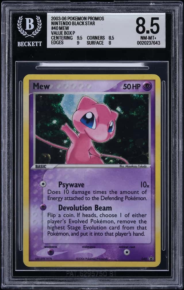 2003 Pokemon Nintendo Black Star Promos Mew #040 BGS 8.5 NM-MT+