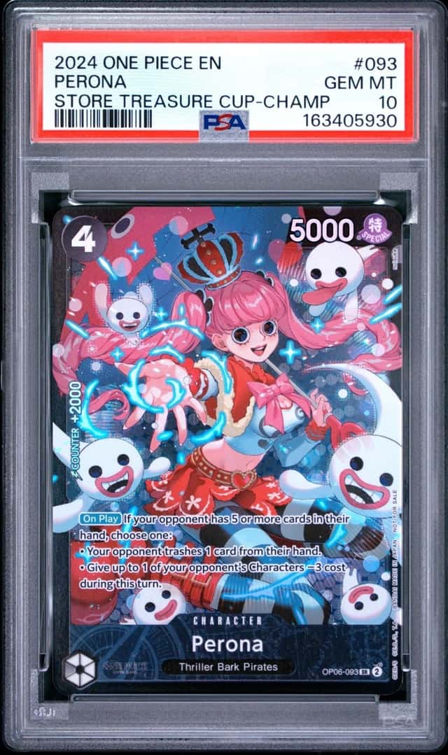 One Piece Perona Promo OP06-093 Store Treasure Cup Champion PSA 10 Gem Mint