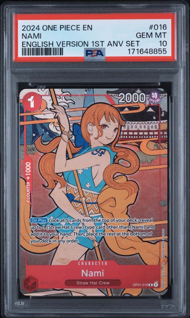 2024 One Piece EN Nami English Version 1st Anniversary #OP01-016 PSA 10 GEM MINT