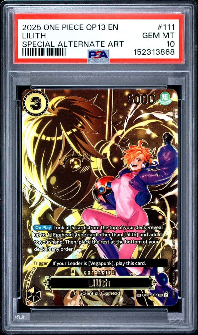 2025 ONE PIECE OP13-CARRYING ON HIS WILL SPECIAL ALTERNATE ART LILITH PSA 10