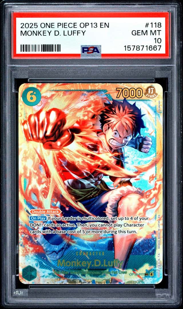 2025 One Piece OP13 En #118 Monkey D. Luffy PSA 10 GEM MINT